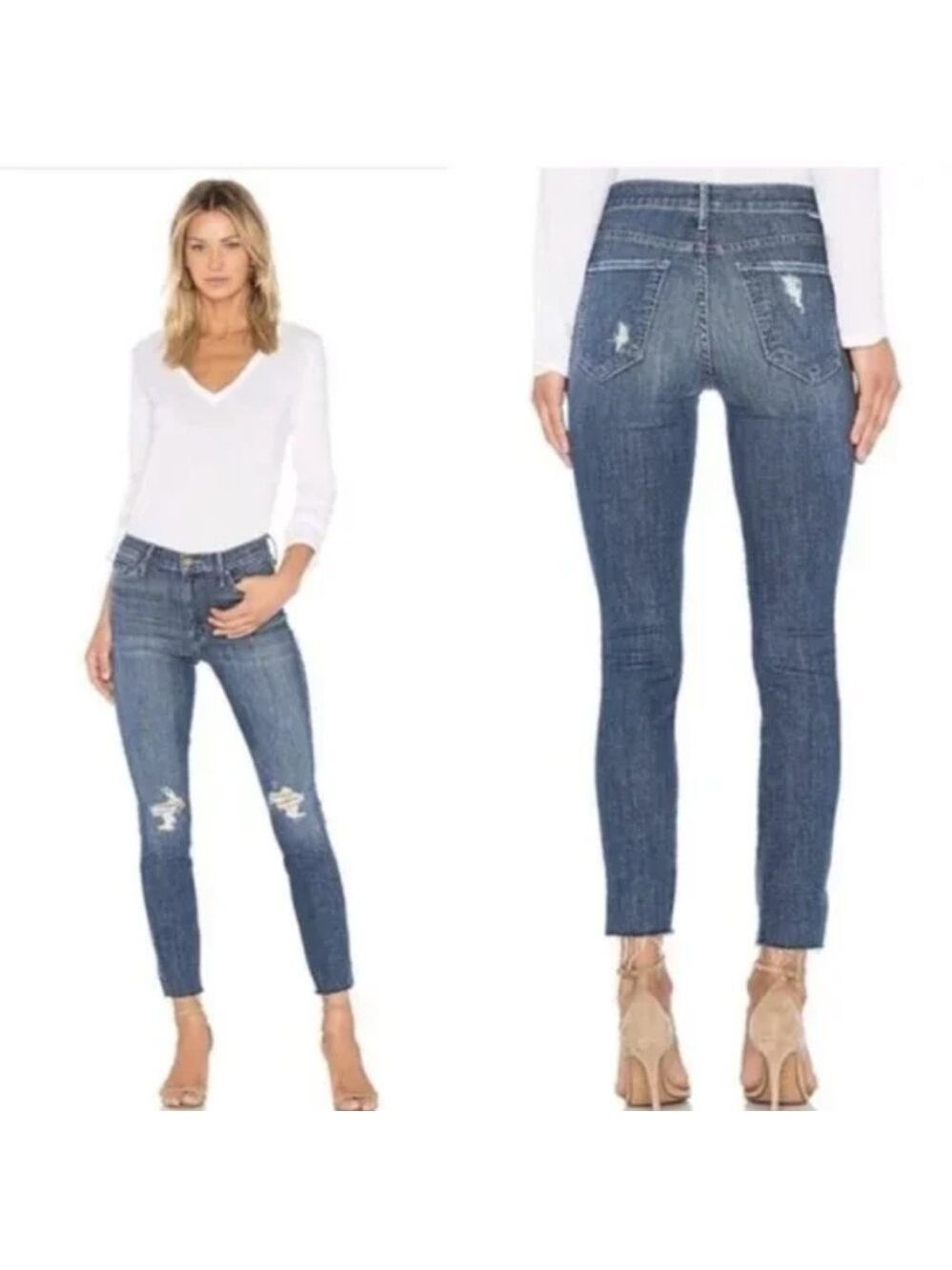 Mother The Vamp Fray Skinny Jeans Crazy Like A Fox Size 27 Distressed Festival